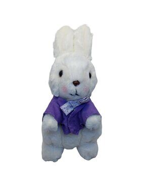 Mary Meyer White Bunny Rabbit Purple Corduroy Shirt stuffed 15" Easter plush